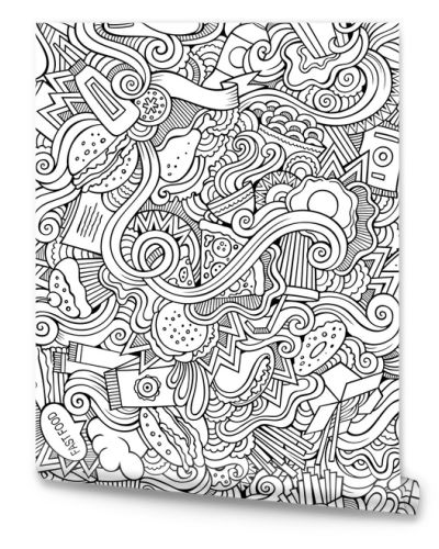 Seamless doodles abstract fast food pattern