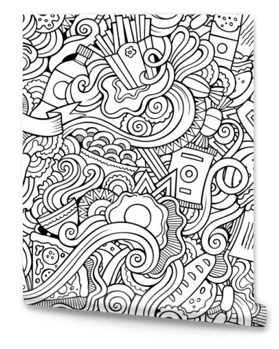 Seamless doodles abstract fast food pattern