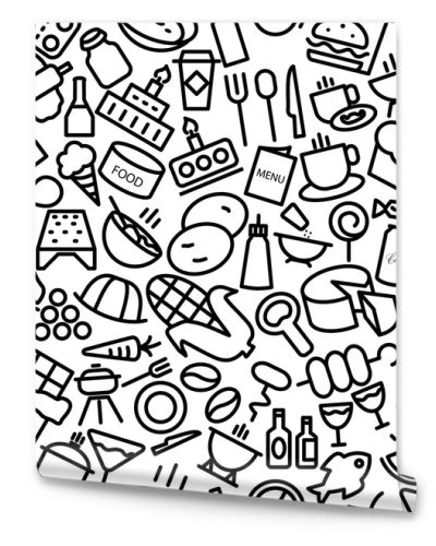 Food and Drinks Seamless Sketchy Icon Pattern Illustration