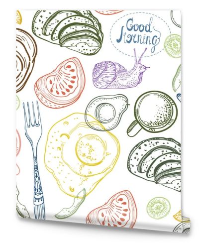 Breakfast time illustration, pattern