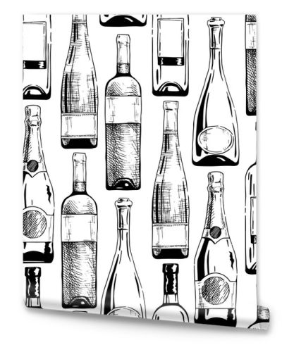 pattern with wine and champagne bottles