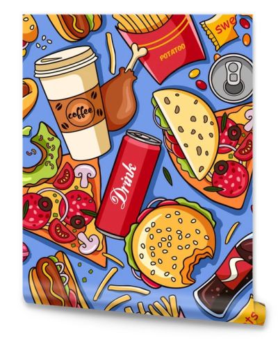 Fast food. Vector seamless pattern