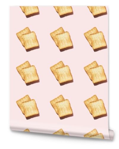 seamless pattern food breakfast, lunch juice, milk and toast with a shadow on the hard light, trend, creative, pattern for packaging on a pink background