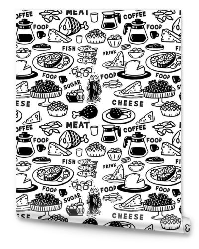 Large seamless pattern food and drink