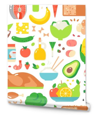 Food seamless pattern vector.