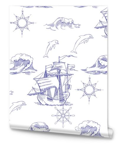 Nautical background with sailing vessels