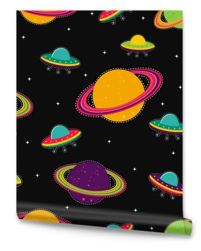 Space planet designs stitch patch seamless pattern