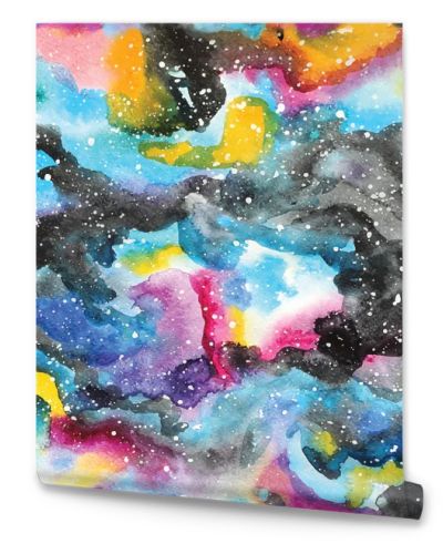 Watercolor galaxy illustration. Seamless pattern.