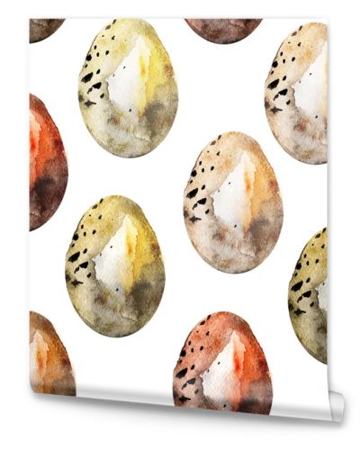 Orange eggs seamless watercolor pattern. For decoration of postcards, print, design works, souvenirs, design of fabrics and textiles, packaging design, invitation, wrapping, packaging, print.