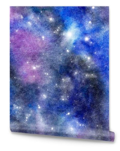 Seamless dark blue watercolor patter starry sky