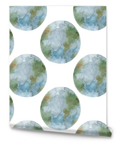 Seamless pattern with watercolor planet earth.