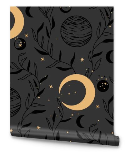 Moon planet space seamless pattern.