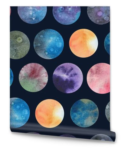 Watercolor planets and stars for drawing postcards, textile, invitations, packaging and other things.