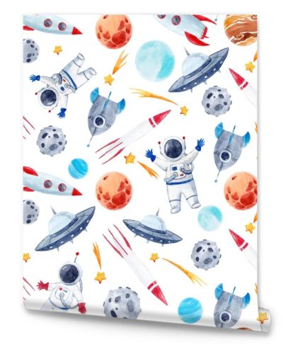 Watercolor space baby pattern