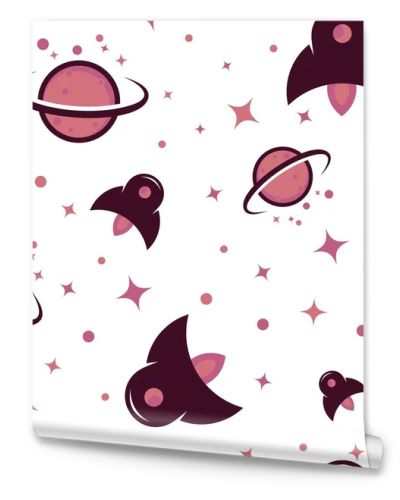 Rocket and planet  seamless vector pattern. Ideal for various assets like postcards,wallpaper and greeting cards.