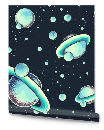 Vector eps10 seamless pattern with space illustrations.