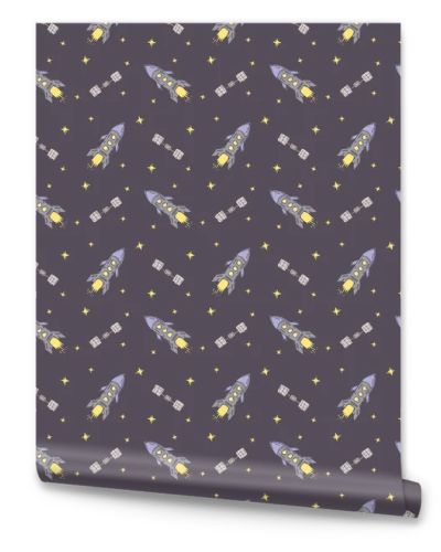 Seamless space pattern. Cosmos background. Doodle space illustration