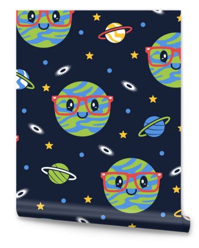 Earth cartoon vector pattern background.