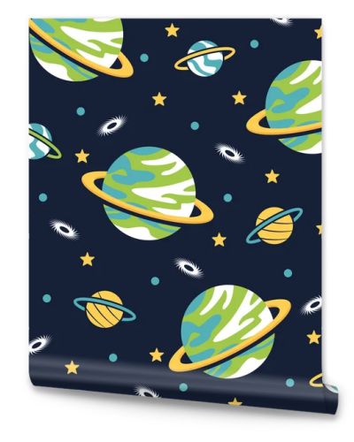 Planet cartoon vectors pattern background.