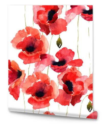 Stylized Poppy flowers illustration