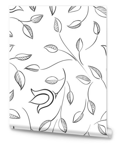 Leaves and flowers seamless pattern. Nature floral background