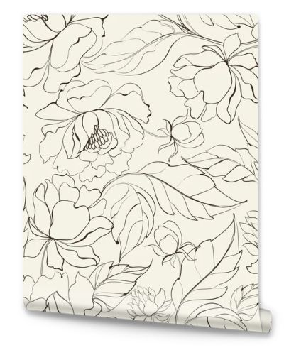 Seamless floral pattern with Peony.