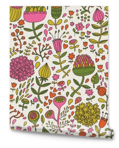 Vintage floral seamless pattern. Nature background in retro colors