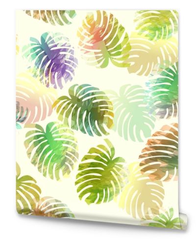 Palm tree leaves. Vector seamless pattern. Nature organic