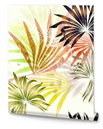 Palm tree leaves. Vector seamless pattern. Nature organic