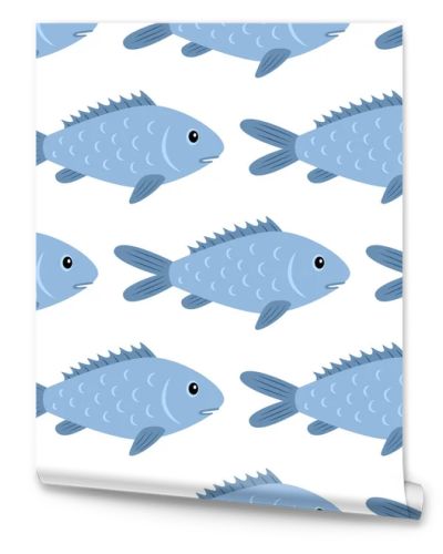 Fish seamless pattern. Nature and marine theme. Vector illustration