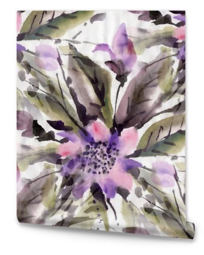 Seamless pattern with watercolor flowers