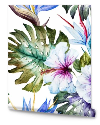 Watercolor hibiscus patterns