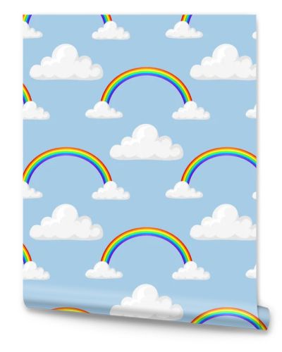 Different style rainbow color strips after rain optical sky effect vector seamless pattern.