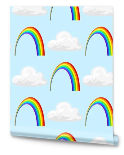 Different style rainbow color strips after rain optical sky effect vector seamless pattern.