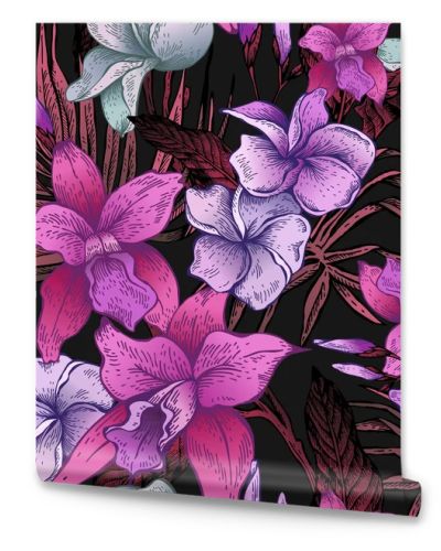 Vector vintage floral tropical seamless pattern