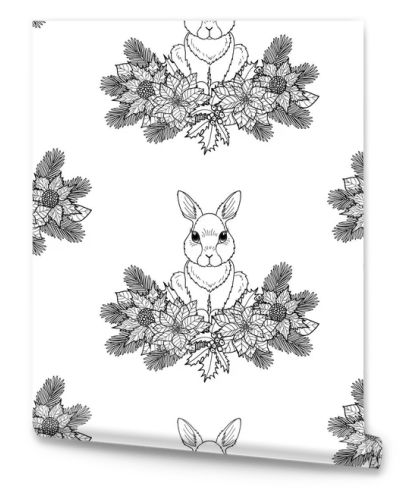 Winter Seamless Pattern with Rabbit