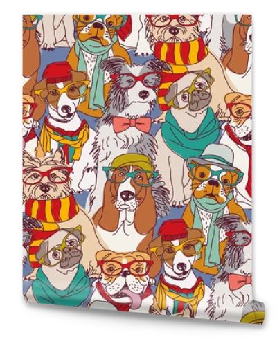 Cute dogs seamless pattern