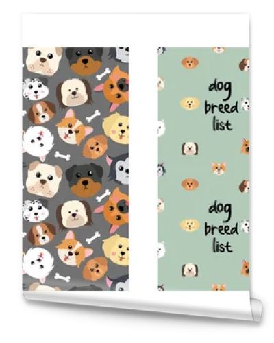 Set Character Seamless Pattern Animal Of Cute Dog Can Be Used as Designs Wallpapers or Backgrounds. Vector Illustration