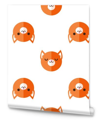 Vector flat cartoon fox heads seamless pattern. Animal background.