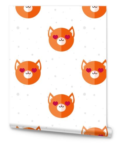 Vector flat cartoon fox in love seamless pattern. Animal background.