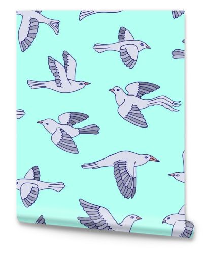 Hand drawn decorative birds seamless pattern. Animal vector illustration