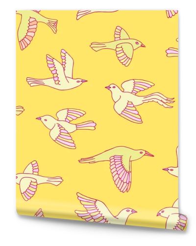 Hand drawn decorative birds seamless pattern. Animal vector illustration