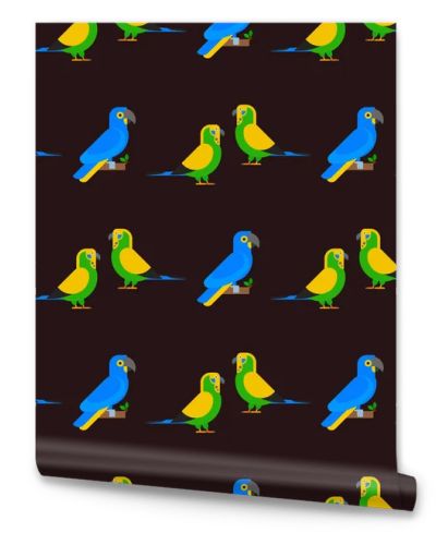 Parrots birds seamless pattern animal nature tropical parakeets education colorful pet vector illustration