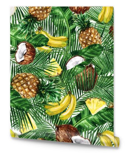 Watercolor Seamless pattern - Tropical Fruity background