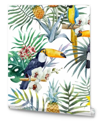 Watercolor tropical   pattern