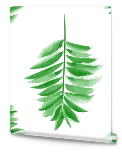 Watercolor palm leaf green vector