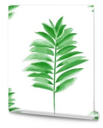 Watercolor palm leaf green vector