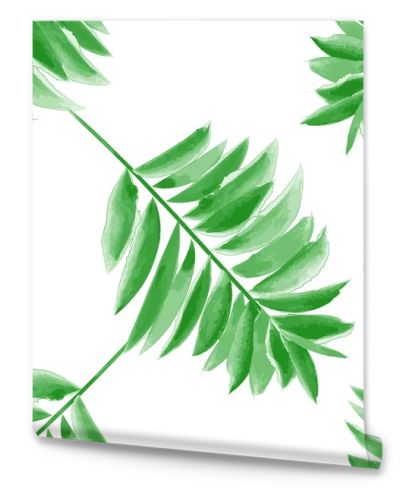 Watercolor palm leaf green vector