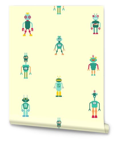 Toy robots fashion pattern. Kids clothes - fashion textile robot design.