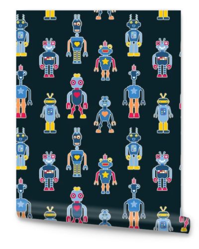 Toy robots seamless fashion pattern. Kids clothes - fashion textile robot fashion print.